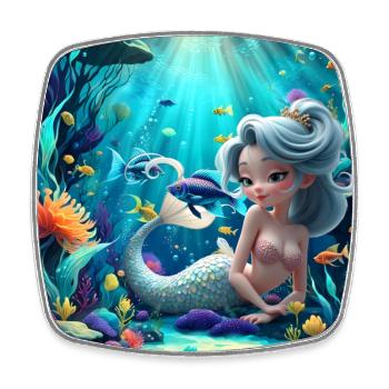Luminous mermaid among corals - Square fridge magnet - white - Front
