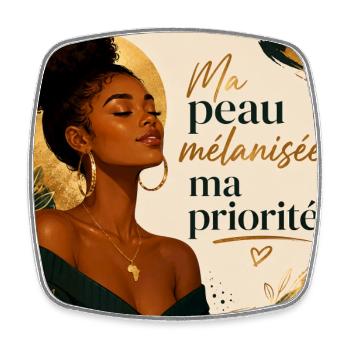 Ma peau mélanisée, ma priorité - Magnet carré - blanc - Devant