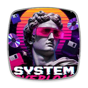 Vaporwave Synthwave Retro System Overload Art - Square fridge magnet - white - Front