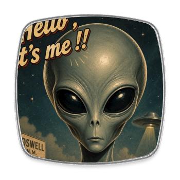 ALIEN - Hello it's me - Square fridge magnet - white - Front