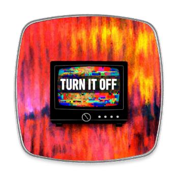 Turn It Off  typograpghy - Magnet carré - blanc - Devant