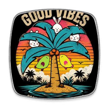 Gute Vibes Palmeninsel Freunde - Square fridge magnet - white - Front