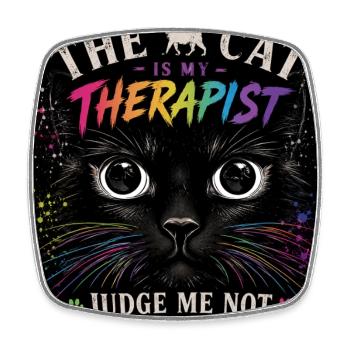 Thérapie par chats : Le chat est mon thérapeute - Magnet carré - blanc - Devant