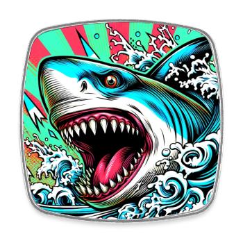 Requin - Magnet carré - blanc - Devant