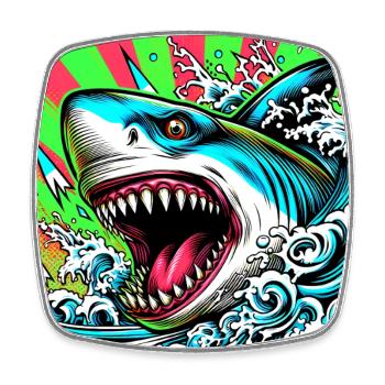 Requin - Magnet carré - blanc - Devant