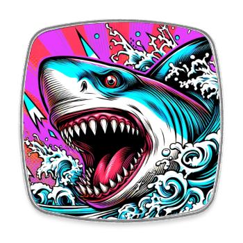 Requin - Magnet carré - blanc - Devant