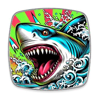 Requin - Magnet carré - blanc - Devant