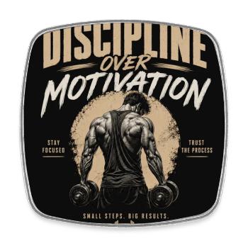 Disziplin über Motivation Fitness - Viereckiger Kühlschrankmagnet - Weiß - Vorne