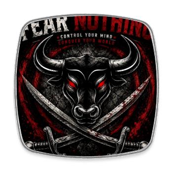 Bull's head with crossed swords - Square fridge magnet - white - Front