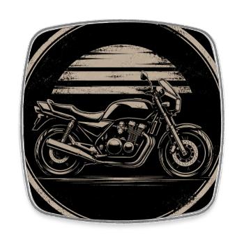 Vintage Motorrad Kreisemblem - Viereckiger Kühlschrankmagnet - Weiß - Vorne