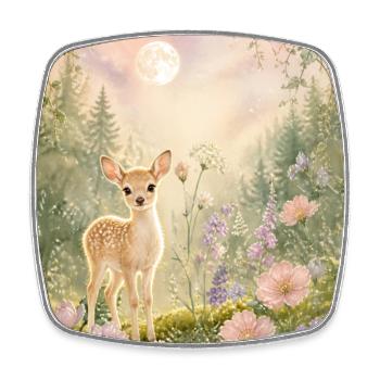 Cute Baby Deer in Enchanted Forest – Whimsical - Viereckiger Kühlschrankmagnet - Weiß - Vorne