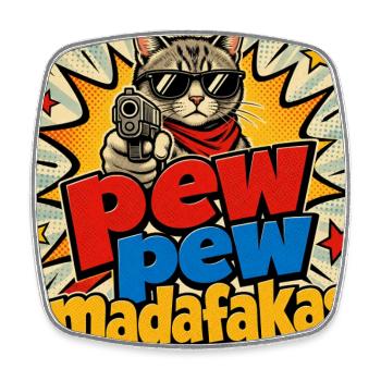 Pew Pew Madafakas Katze - Viereckiger Kühlschrankmagnet - Weiß - Vorne