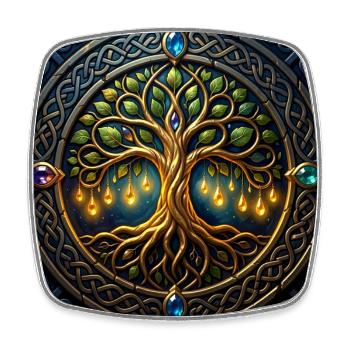 Mystic Tree mit Juwelen und Knoten - Viereckiger Kühlschrankmagnet - Weiß - Vorne