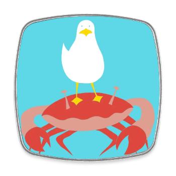 Turquoise Crabb-n-Gull - Magnet carré - blanc - Devant