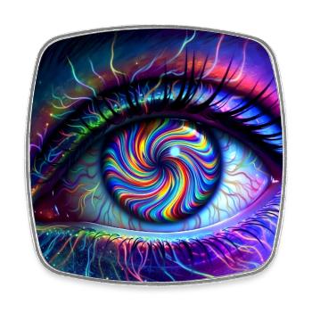 Goa_Eye_PEKE - Magnet carré - blanc - Devant