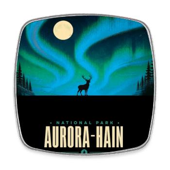 Parc national d’Aurora Hain – Nord - Magnet carré - blanc - Devant