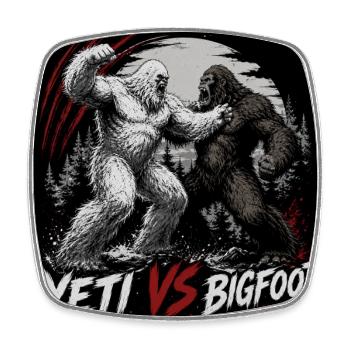 Yeti vs Bigfoot - Square fridge magnet - white - Front