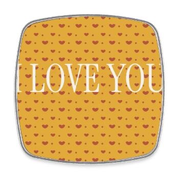 I Love You Orange Heart Pattern - Square fridge magnet - white - Front