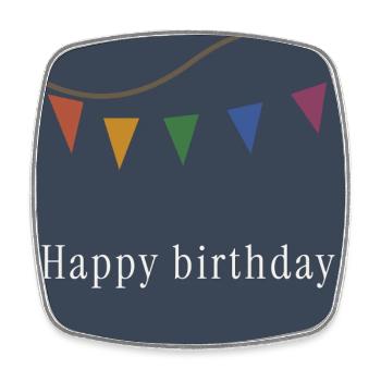 Happy Birthday Colorful Streamers - Square fridge magnet - white - Front