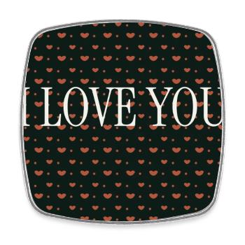 I Love You – Repeated Hearts Pattern - Square fridge magnet - white - Front