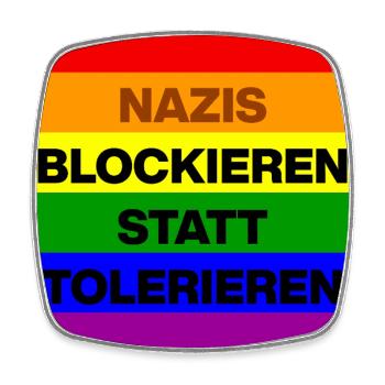 NAZIS BLOCKIEREN STATT TOLERIEREN, NO NZS, NO AFD - Viereckiger Kühlschrankmagnet - Weiß - Vorne