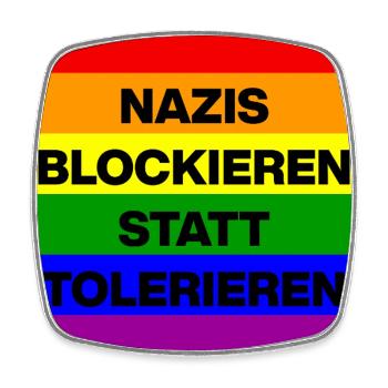 NAZIS BLOCKIEREN STATT TOLERIEREN, LGBTQ COMUNITY - Viereckiger Kühlschrankmagnet - Weiß - Vorne