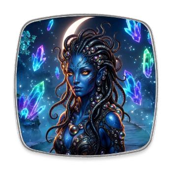 Sirène de Cristal Bleu - Magnet carré - blanc - Devant