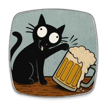 Chat de la bière, Amoureux de la bière, Boire de la bière, Chats - Magnet carré - blanc - Devant