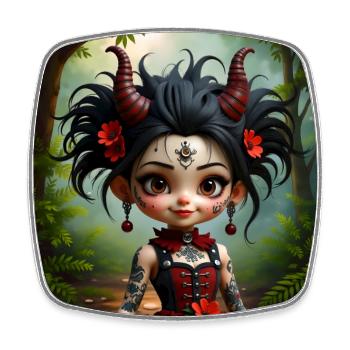 Gothic girl in forest - Square fridge magnet - white - Front