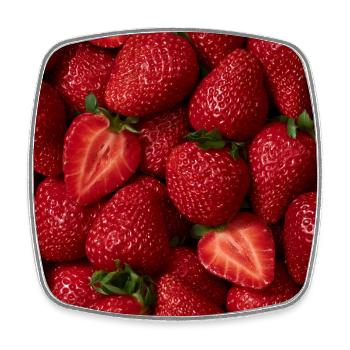 Frische rote Erdbeeren - Viereckiger Kühlschrankmagnet - Weiß - Vorne
