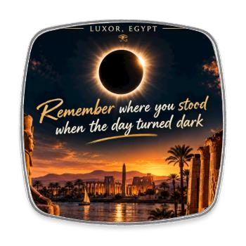 Solar Eclipse Luxor 2027 - Viereckiger Kühlschrankmagnet - Weiß - Vorne