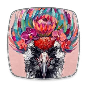Kranich in Farbe - Viereckiger Kühlschrankmagnet - Weiß - Vorne