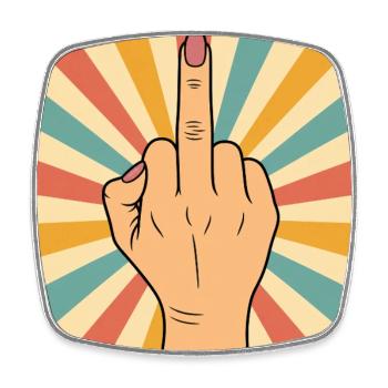 retro_mittelfinger_frau - Viereckiger Kühlschrankmagnet - Weiß - Vorne