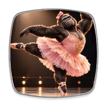 Gorilla-Ballerina-Pink in Tutu - Viereckiger Kühlschrankmagnet - Weiß - Vorne
