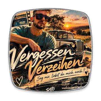 Vergessen Verzeihen – SATO | Retro Design - Viereckiger Kühlschrankmagnet - Weiß - Vorne