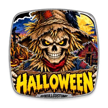 SkullCostume Halloween Edition: Die Vogelscheuche - Viereckiger Kühlschrankmagnet - Weiß - Vorne