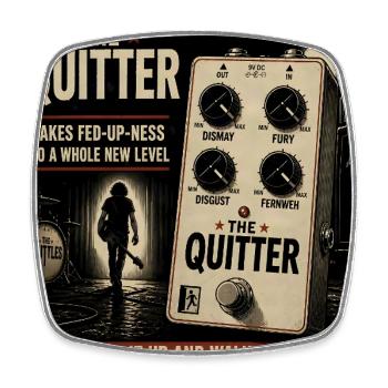 The Quitter Pedal – Vintage Rock Poster - Viereckiger Kühlschrankmagnet - Weiß - Vorne