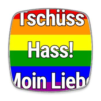TSCHÜSS HASS MOIN LIEBE REGENBOGEN STATEMENT SHIRT - Viereckiger Kühlschrankmagnet - Weiß - Vorne