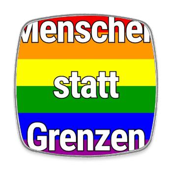 MENSCHEN STATT GRENZEN REGENBOGEN STATEMENT - Viereckiger Kühlschrankmagnet - Weiß - Vorne