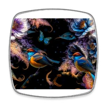 Birds and Flowers 1 A2 - Viereckiger Kühlschrankmagnet - Weiß - Vorne