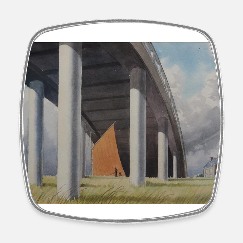 The Flyover - Square fridge magnet - white