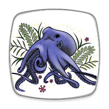 Octopus - Sous la mer - Magnet carré - blanc - Devant