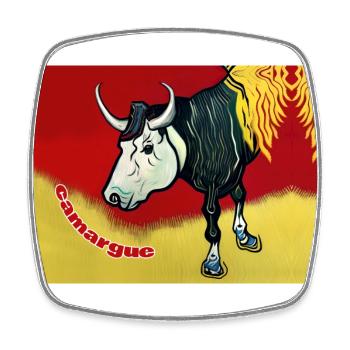 Camargue Bull naiven Malstil - Viereckiger Kühlschrankmagnet - Weiß - Vorne