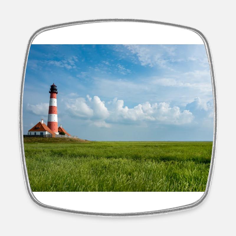 Lighthouse by the sea - Square fridge magnet - white