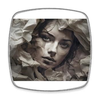 Shy woman - Square fridge magnet - white - Front