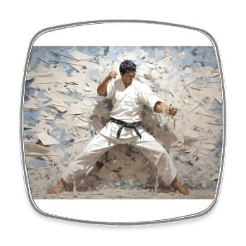 Karate Fighter Karate Kämpfer - Viereckiger Kühlschrankmagnet - Weiß - Vorne