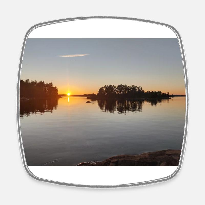Midnight Sun, Finland - Square fridge magnet - white