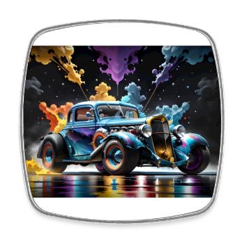 Hot Rod #1 - Viereckiger Kühlschrankmagnet - Weiß - Vorne