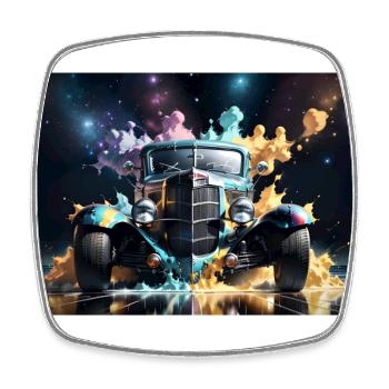 Hot Rod #2 - Viereckiger Kühlschrankmagnet - Weiß - Vorne