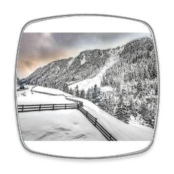 Winter Wonderland on the Mountain Road - Square fridge magnet - white - Front